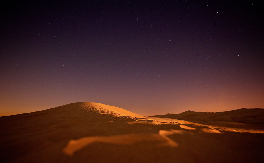 A dust-filled desert sky at night